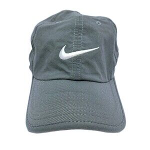 Nike Hat Cap Heritage 86 Strapback Dri FIT Embroidered Swoosh Gray White Run